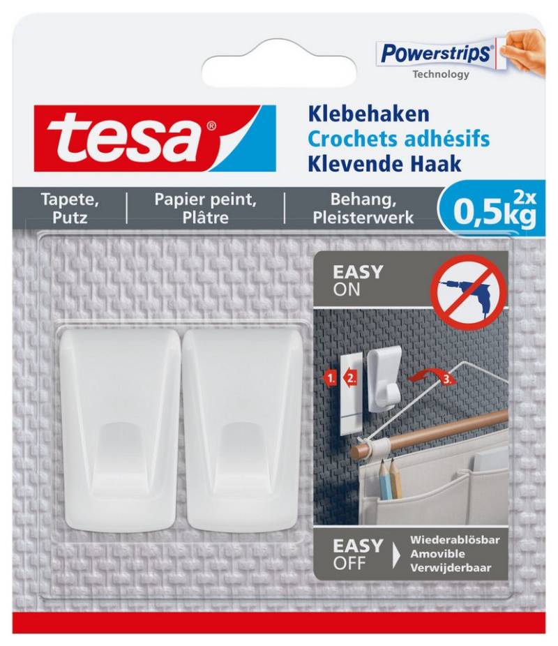 tesa Klebehaken tesa Haken Powerstrips Tapeten & Putz 2er-Set von tesa