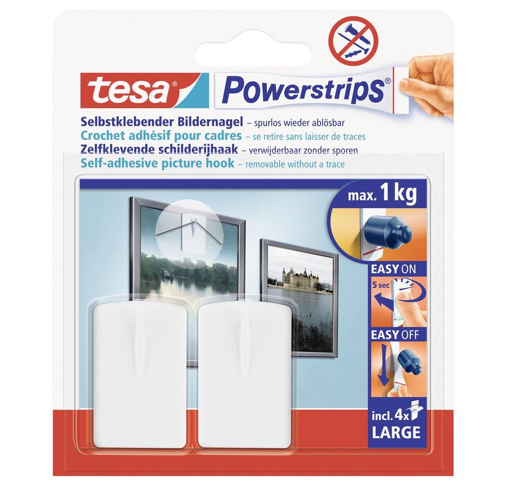 tesa Klebehaken tesa POWERSTRIPS® Bilder-Nagel Weiß Inhalt: 2 St., (POWERSTRIPS) von tesa