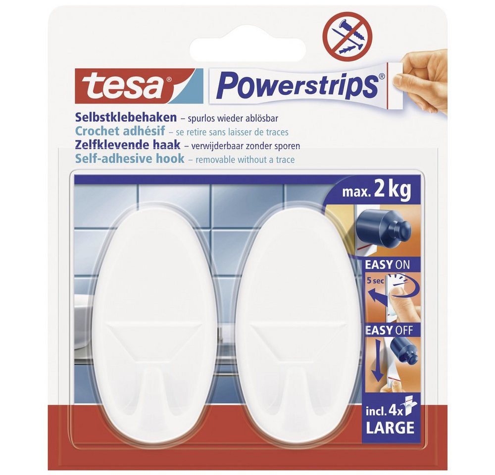 tesa Klebehaken tesa POWERSTRIPS® Klebehaken Large Oval Weiß Inhalt: 2 St., (POWERSTRIPS) von tesa