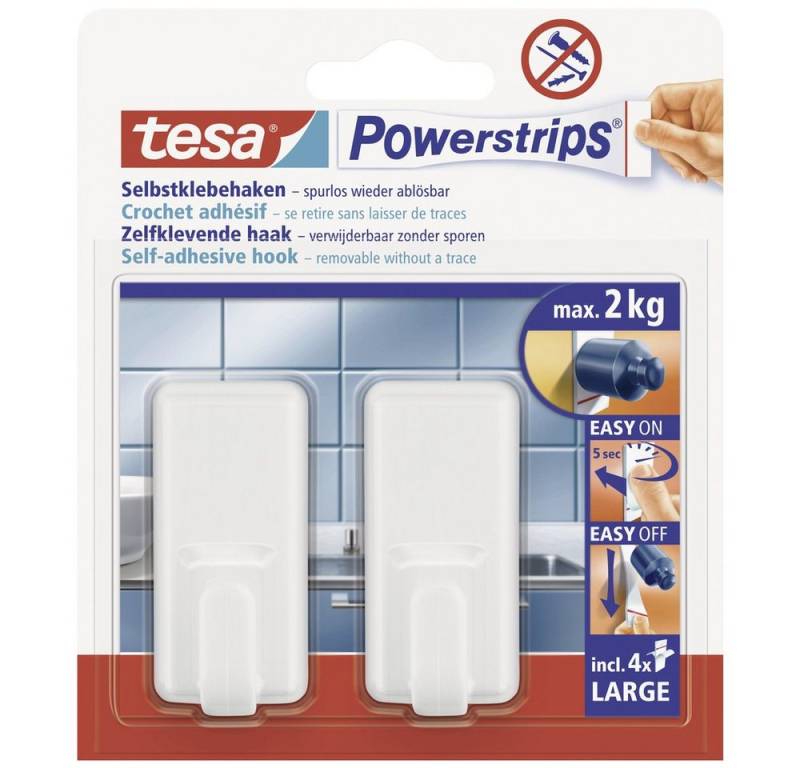 tesa Klebehaken tesa POWERSTRIPS Klebehaken Large Classic Weiß Inhalt: 2 St., (POWERSTRIPS) von tesa