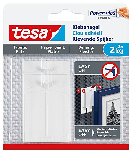 tesa Klebenagel für Tapeten und Putz, verstellbar (2 kg / 6 Nägel [3er Pack]) von tesa