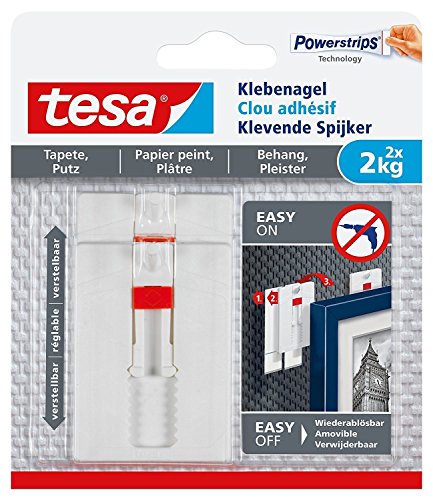 tesa Klebenagel für Tapeten und Putz, verstellbar (2 kg - 10 Nägel [5er Pack]) von tesa