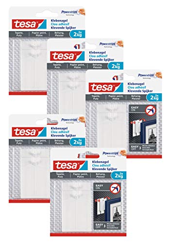 tesa Klebenagel für Tapeten und Putz/Selbstklebende Nägel (2 kg 10 Nägel) von tesa