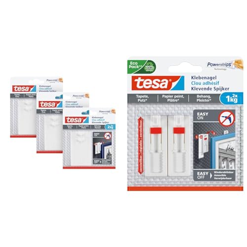 tesa Klebenagel für Tapeten und Putz - Selbstklebende Nägel & Klebenagel für Tapeten und Putz / Selbstklebende Nägel für empfindliche Oberflächen von tesa