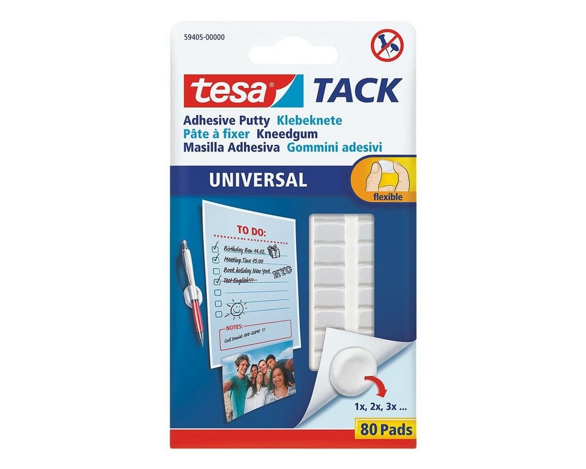 tesa Klebepad TACK (80-St) Klebeknete transparent und flach, wiederablösbar/ wiederverwendbar von tesa