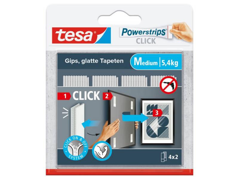 tesa Klebeband tesa Powerstrips Click Medium 4 Stück von tesa