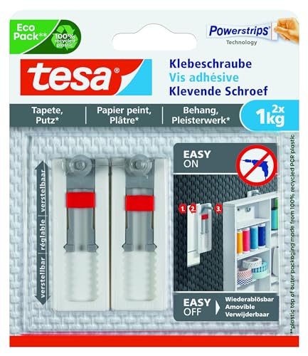 tesa Klebeschraube für Tapeten und Putz (verstellbar, 1kg) von tesa