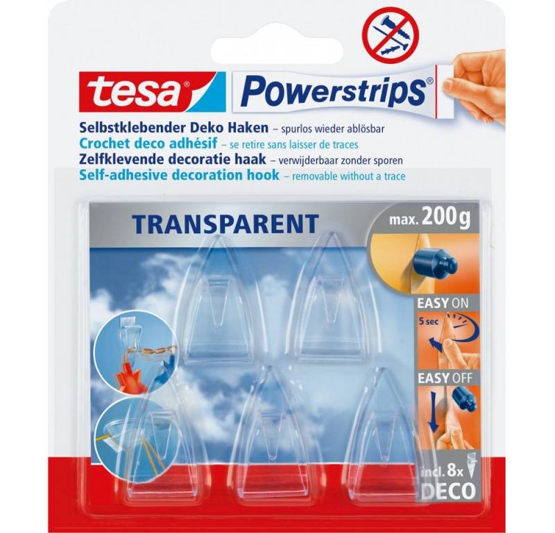 tesa Klebestreifen tesa Powerstrips Deco-Haken für Dekoration. (Set mit 5 verschiedenen Farben und Designs für jeden Anlass) von tesa