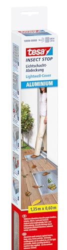 tesa Insect Stop Aluminium Lichtschachtabdeckung, effektiver Schutz vor Insekten, einfache Montage, witterungsbeständig 1,35m x 60cm von tesa