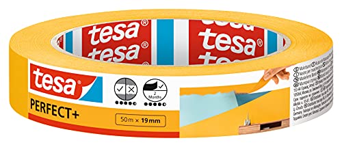 tesa Malerband Perfect+ - Malerkrepp aus dünnem Washi-Papier zum präzisen Abkleben bei Malerarbeiten - für den Innenbereich - 50 m x 19mm von tesa