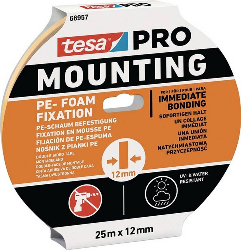 tesa Montageband 24er Pack Montageband Mounting PRO PE-Fixation 66957 weiß Länge 25 m von tesa