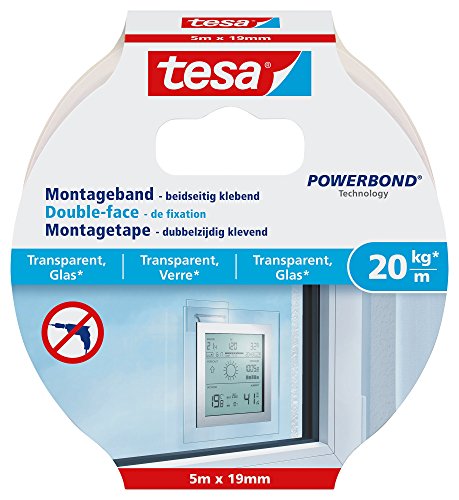 tesa Montageband für transparente Oberflächen und Glas, 5m x 19mm von tesa