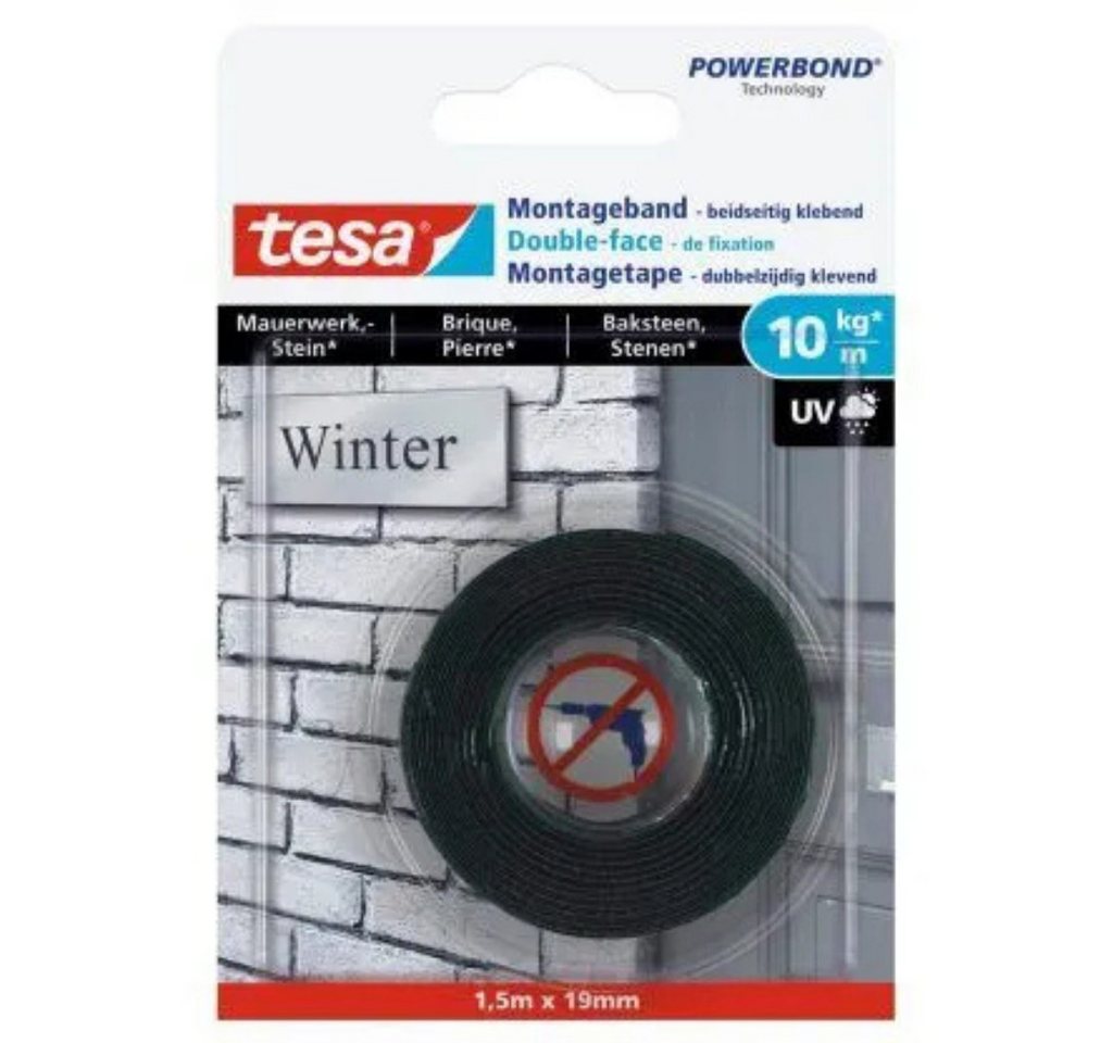 tesa Montageband tesa doppelseitiges Klebeband- Montageband (Packung, 1 St., tesa doppelseitiges Klebeband- Montageband), Stark haftend – ideal für raue Oberflächen von tesa