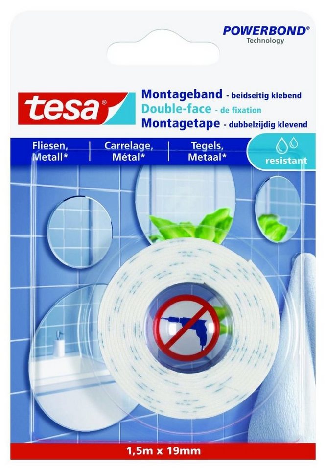 tesa Montagekleber tesa Montageband 1,5 m x 19 mm, weiß von tesa