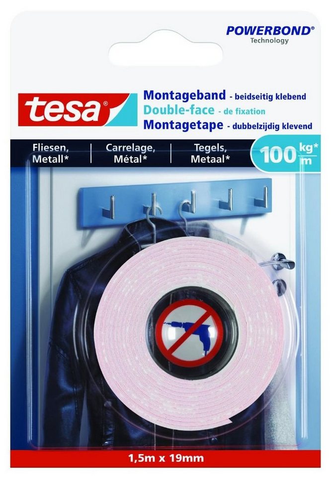 tesa Montagekleber tesa Montageband 1,5 m x 19 mm, weiß von tesa