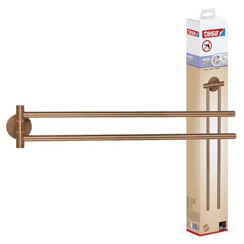 tesa Moon Bronze Handtuchhalter 2-armig in gebürsteter Bronze - Selbstklebende Handtuchstange aus PVD-beschichtetem Metall - ohne Bohren, inkl. Klebelösung - 50mm x 84mm x 456mm tesa Moon Bronze Handtuchhalter 2-armig in gebürsteter Bronze - Selbstklebende Handtuchstange aus PVD-beschichtetem Metall - ohne Bohren, inkl. Klebelösung - 50mm x 84mm x 456mm von tesa