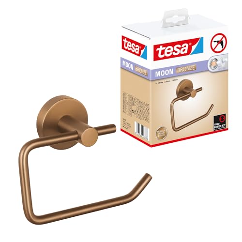 tesa Moon Bronze Toilettenpapierhalter in gebürsteter Bronze - Selbstklebender Rollenhalter ohne Deckel, aus PVD-beschichtetem Metall - ohne Bohren, inkl. Klebelösung - 140mm x 99mm x 53mm tesa Moon Bronze Toilettenpapierhalter in gebürsteter Bronze - Selbstklebender Rollenhalter ohne Deckel, aus PVD-beschichtetem Metall - ohne Bohren, inkl. Klebelösung - 140mm x 99mm x 53mm von tesa