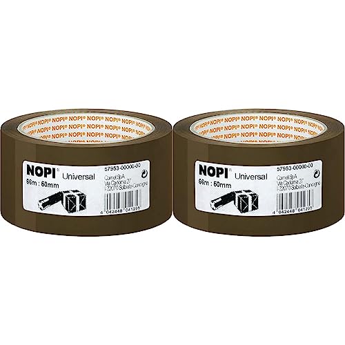 tesa NOPI Packband - vielseitiges Verpackungsband aus Polypropylen, geräuscharm abrollbar - lösungsmittelfrei und abriebfest - 66 m x 50 mm - braun (Packung mit 2) von tesa