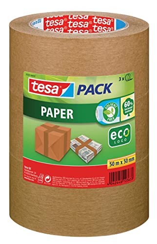 tesa Packband Papier, braun, 50m x 50mm, 3er Pack, 55337-00002-01 von tesa