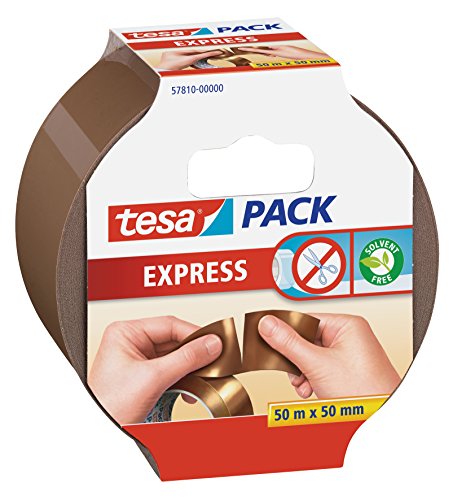 tesa Packband von Hand einreißbar, braun, 50m x 50mm von tesa