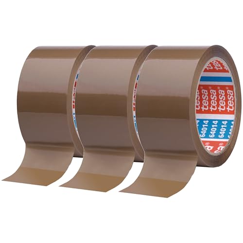 tesa Paketband-Abroller und tesapack Paketbänder im Set - 2 x hochwertiges Packband inklusive 1 Abroller - Transparent - 66 m x 50 mm (3 Rollen braun) von tesa