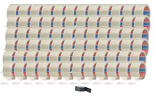 tesa Paketklebeband 66m : 50mm transparent farblos Verpackungsband Packband (72 Rollen + 1 Gratis Isoliergewebeband) von tesa