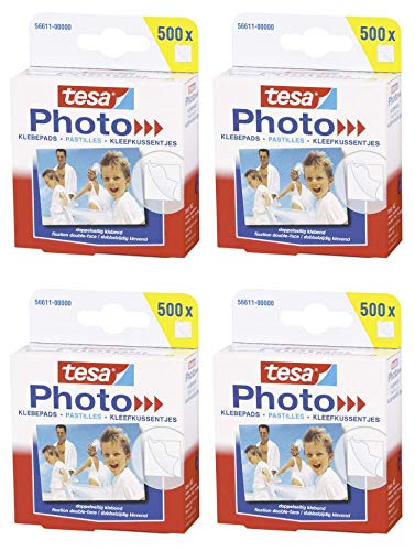 tesa Photo Klebepads, Big Pack mit 500 Stück (4er Pack = 2000 Pads) von tesa