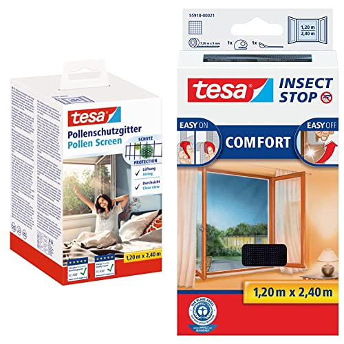 tesa Pollenschutzgitter - zuschneidbarer, transparenter Pollenschutz für Allergiker Anthrazit - 120 cm x 240 cm & Insect Stop COMFORT Fliegengitter für bodentiefe Fenster anthrazit, 120 cm x 240 cm tesa Pollenschutzgitter - zuschneidbarer, transparenter Pollenschutz für Allergiker Anthrazit - 120 cm x 240 cm & Insect Stop COMFORT Fliegengitter für bodentiefe Fenster anthrazit, 120 cm x 240 cm von tesa