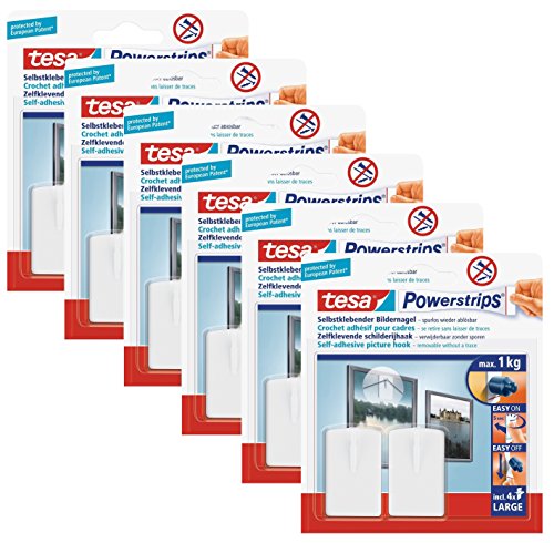 tesa Powerstrips Bildernagel, selbstklebend (12 Stück, weiss) von tesa