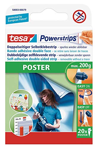 tesa Powerstrips POSTER, Haltekraft: max. 0,2 kg, Sie erhalten 1 Packung, Packungsinhalt: 20 Stück tesa Powerstrips POSTER, Haltekraft: max. 0,2 kg, Sie erhalten 1 Packung, Packungsinhalt: 20 Stück von tesa