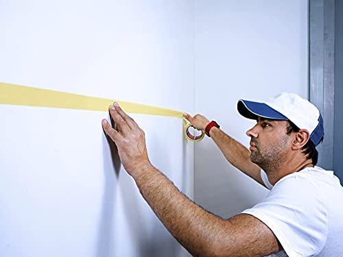 tesa Präzisionskrepp 4334 PLUS - 4er Pack - Professioneller Malerkrepp mit extra dünnem Papierträger - zum besonders präzisen Abkleben und Abdecken - gelb - je 50 m x 38 mm von tesa