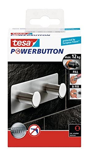 tesa Premium-Hakenleiste, selbstklebend, hält bis zu 12kg, Edelstahl von tesa