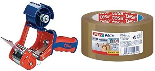 tesa Profi-Packband-Set (Handabroller Comfort und 3 Rollen Paketband tesapack ultra strong, 66 m x 50 mm) braun von Buster Books