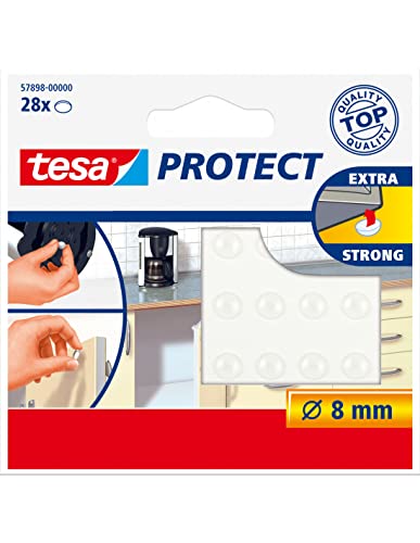 Tesa Protect Lärmstopper, rund, Ø8mm, transparent, 28 Stück von tesa