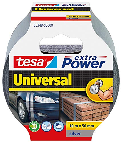 tesa extra Power Universal Gewebeband - Gewebeverstärktes Ductape zum Reparieren, Befestigen, Bündeln, Verstärken oder Abdichten - Grau - 10 m x 50 mm von tesa