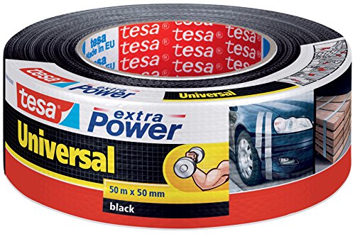 tesa Reparaturband extra Power Universal, gewebeverstärktes Folienband, schwarz (Menge 5, 50m:48mm) von tesa