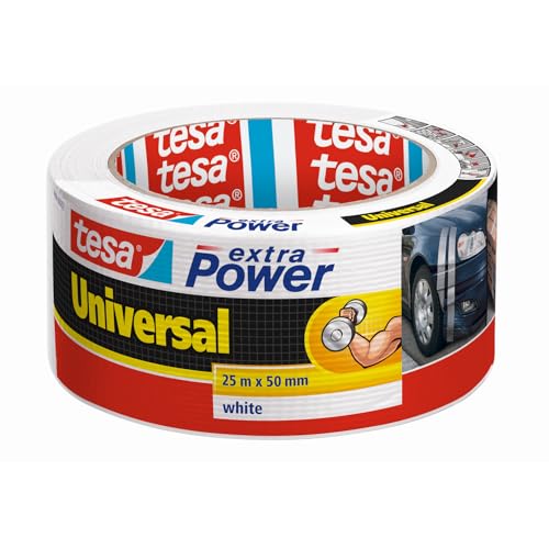 tesa extra Power Universal Gewebeband - Gewebeverstärktes Ductape zum Reparieren, Befestigen, Bündeln, Verstärken oder Abdichten - Weiß - 25 m x 50 mm tesa extra Power Universal Gewebeband - Gewebeverstärktes Ductape zum Reparieren, Befestigen, Bündeln, Verstärken oder Abdichten - Weiß - 25 m x 50 mm von tesa