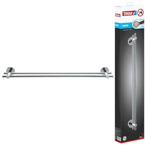 tesa SMOOZ Doppel-Handtuchstange, verchromt - Badetuchhalter mit 2 Stangen - zur Wandbefestigung ohne Bohren, inkl. Klebelösung - 640mm x 50mm x 115mm tesa SMOOZ Doppel-Handtuchstange, verchromt - Badetuchhalter mit 2 Stangen - zur Wandbefestigung ohne Bohren, inkl. Klebelösung - 640mm x 50mm x 115mm von tesa