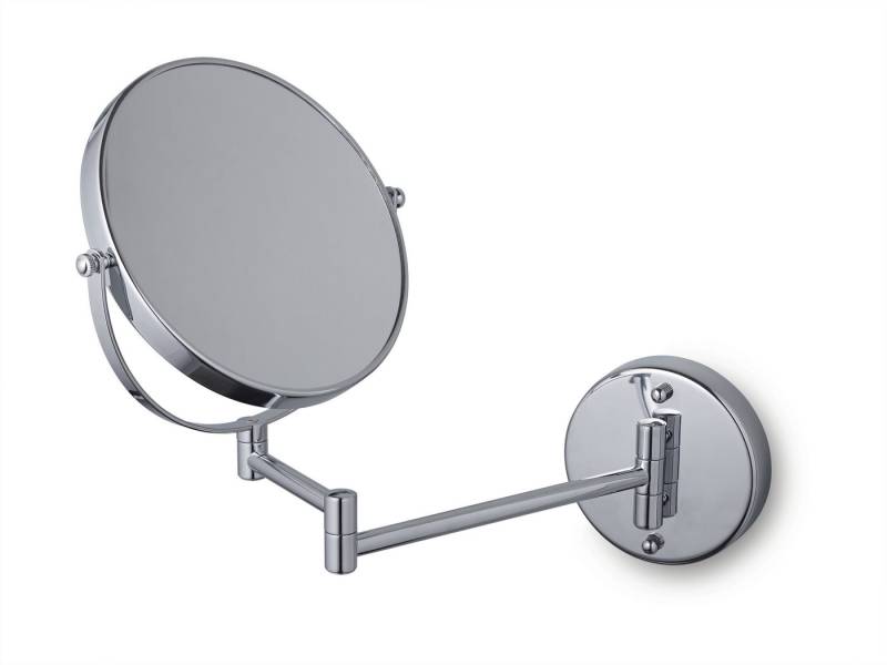 tesa Schminkspiegel schwenkbarer Kosmetikspiegel Visioon - selbstklebend und doppelseitig (Komplett-Set, 1-St., Inkl. Powerkit Montagezubehör - enthält Klebelösung und Adapter), 5-fache Vergrößerung - Wandmontage ohne Bohren - 30 x 48 cm - Silber von tesa