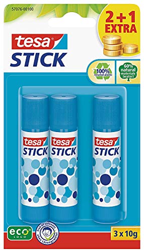 tesa Stick ecoLogo runder Klebestift blau (3) von tesa