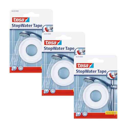tesa Stop Water Tape 3er Pack - Reparaturband für wasserfestes Abdichten - 12m x 12mm - weiß tesa Stop Water Tape 3er Pack - Reparaturband für wasserfestes Abdichten - 12m x 12mm - weiß von tesa