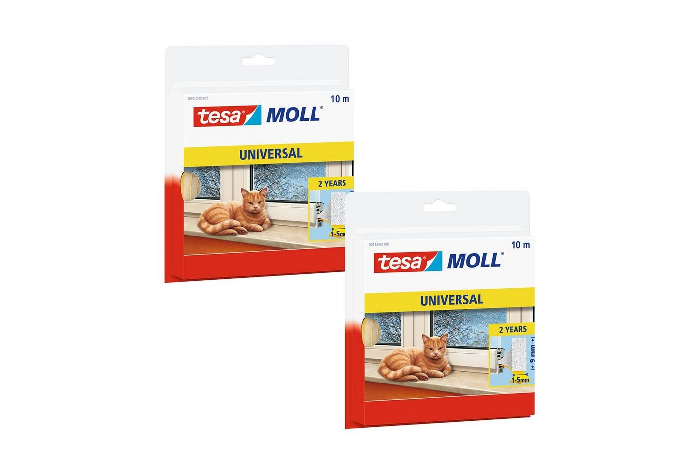 tesa Türbodendichtung tesamoll UNIVERSAL Fensterdichtung, (Spar-Set, 2-St), energiesparende Fensterabdichtung - weiß - je 10 m : 9 mm : 5 mm von tesa