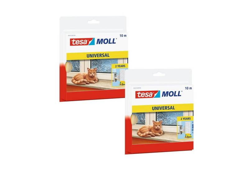 tesa Türbodendichtung tesamoll UNIVERSAL Fensterdichtung, (Spar-Set, 2-St), energiesparende Fensterabdichtung - weiß - je 10 m : 9 mm : 5 mm von tesa