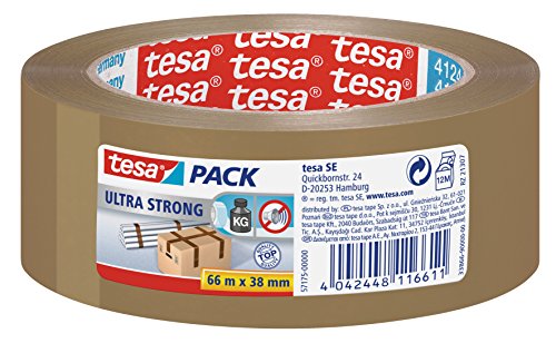 tesapack® Ultra Strong - PVC-Klebebänder für festes Verpacken und sicheres Bündeln - Braun - 66 m x 38 mm von tesa