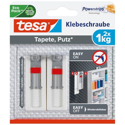 tesa Klebeschraube für Tapeten und Putz (verstellbar, 1kg) von tesa