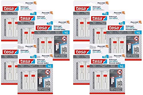 tesa Verstellbarer Klebenagel für Tapeten und Putz/Selbstklebender Nagel von tesa Powerstrips (20 Nägel (1 kg)) von tesa