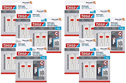 tesa Verstellbarer Klebenagel für Tapeten und Putz/Selbstklebender Nagel von tesa Powerstrips (20 Nägel (1 kg)) von maman