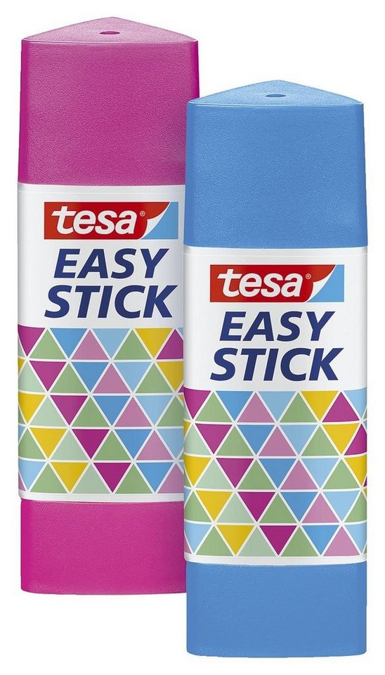 tesa Klemmen Klebestift Easy Stick - 2x 12 g, pink & blau von tesa