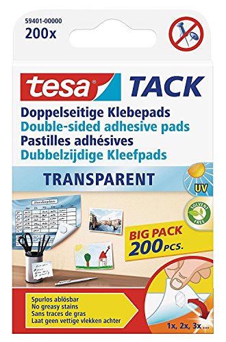 tesa doppelseitige Klebepads TACK, große Packung mit 200 Pads (5x 200er Pack) von tesa