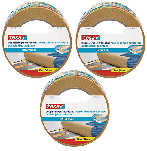 tesa doppelseitiges Klebeband, 25m:50mm (3x 25m:50mm) von tesa